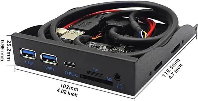 Alt view image 3 of 6 - USB3.2 GEN1 5Gbps Type C & 2 x USB-A Hub 3.5 Front Panel USB 3.0 SD/Micro SD/TF 3.5" Internal Card Reader with 4-Pole 3.5mm HD-Audio for 3.5 inch Floppy Disk Bay