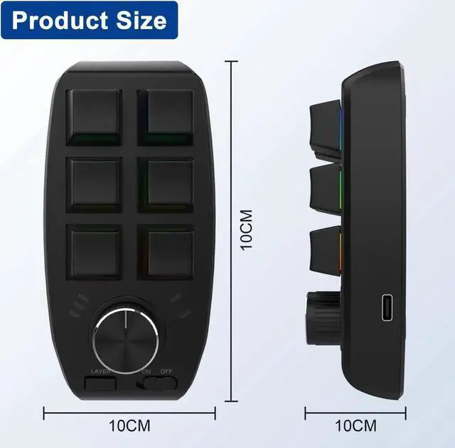 Alt view image 2 of 5 - JAENFONG Bluetooth Wireless RGB Custom Mechanical Keyboard 6 Keys 1 Knob Programming Gaming Keypad