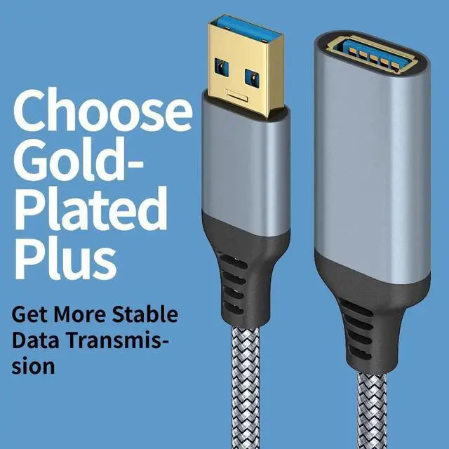 Alt view image 4 of 7 - JAENFONG USB 3.0 Extension Cable Type A Male to Female Extension Cord, High Data Transfer Compatible with USB Keyboard, Mouse, Flash Drive, Hard Drive Gray 3.3 ft.
