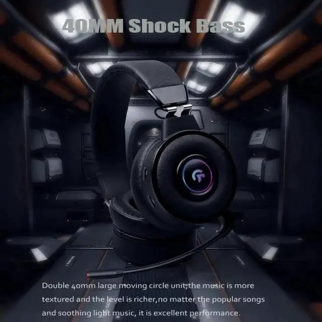 Alt view image 7 of 7 - JAENFONG Kingkong Bluetooth Wireless RGB Luminous Gaming Headset with Mic Support TF/FM Radio
