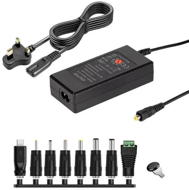 Alt view image 7 of 7 - JAENFONG 65W 6-20V Adjustable 3A DC Power Adapter Charger, Specification: UK Plug Small