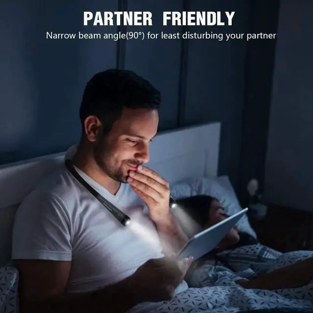 Alt view image 2 of 6 - LED Neck Reading Light, Bendable Book Light for Reading in Bed, 3 Colors, 6 Brightness Levels (grey)