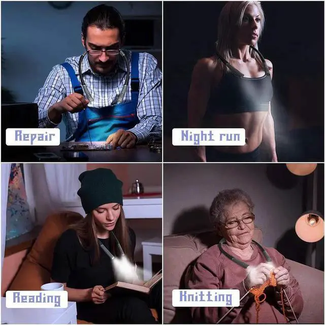 Alt view image 4 of 6 - LED Neck Reading Light, Bendable Book Light for Reading in Bed, 3 Colors, 6 Brightness Levels (grey)