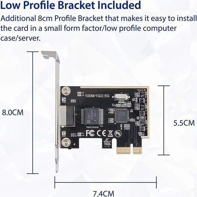 Alt view image 2 of 6 - JAENFONG 2.5 Gigabit Ethernet PCI Express PCI-E Network Interface Card 10/100/1000/25000 Mbps RJ45 LAN SI-PEX24059