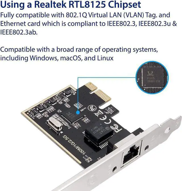 Alt view image 6 of 6 - JAENFONG 2.5 Gigabit Ethernet PCI Express PCI-E Network Interface Card 10/100/1000/25000 Mbps RJ45 LAN SI-PEX24059