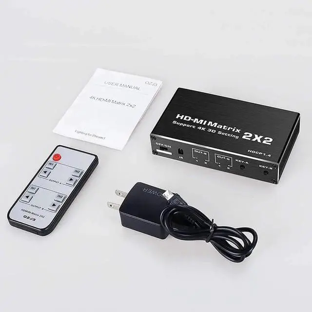 Alt view image 2 of 7 - JAENFONG 4K@60Hz HDMI Matrix Switch 2 X 2 Switcher 18G UltraHD Supports Up to 4K @ 60Hz & 1080P IR HDCP 1.4- Remote Control (OZJ3)