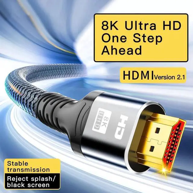 Alt view image 2 of 7 - JAENFONG Vszerda 8K HDMI to HDMI Cable, Certified Ultra High Speed HDMI Cable 4K@240Hz, 8K@60Hz, HDMI 2.1, 5 Feet, 48Gbps, Aluminum Shell, Nylon Braided