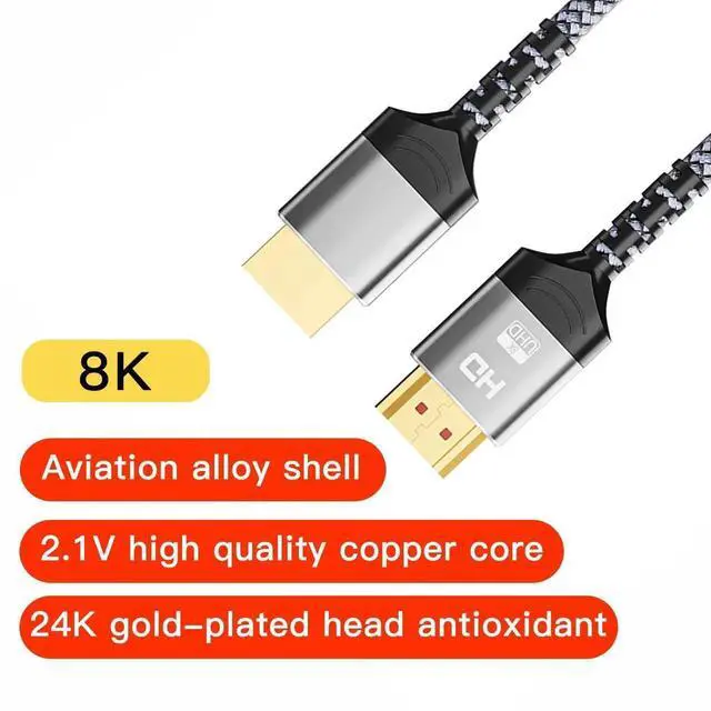 Alt view image 7 of 7 - JAENFONG Vszerda 8K HDMI to HDMI Cable, Certified Ultra High Speed HDMI Cable 4K@240Hz, 8K@60Hz, HDMI 2.1, 5 Feet, 48Gbps, Aluminum Shell, Nylon Braided