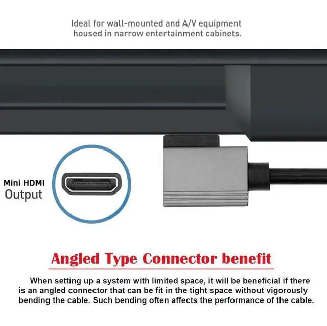 Alt view image 5 of 7 - JAENFONG Cable Mini HDMI 2.1 Male to HDMI Male 8K 60hz Stretch Coiled Cable Right Angled 90 Degree for HDTV Computer Laptop Monitor
