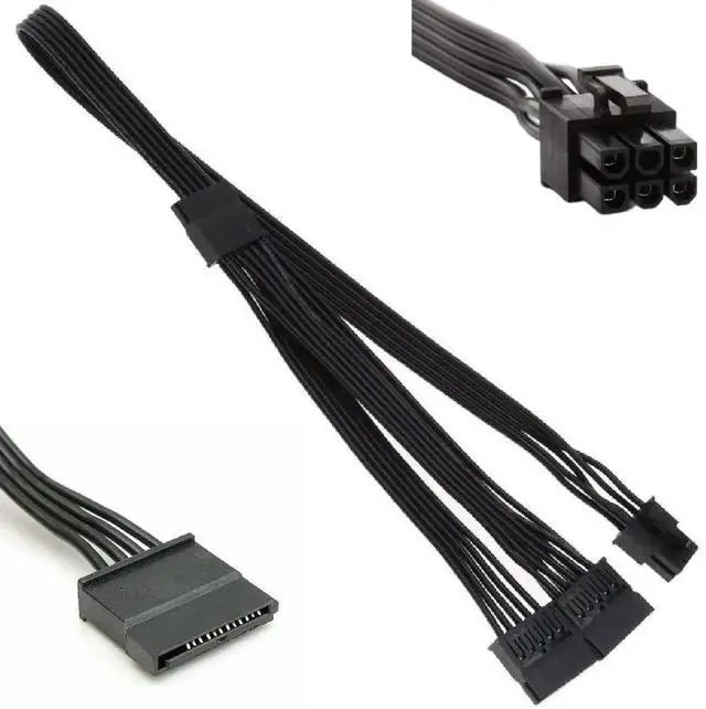 Main image of JAENFONG Sata Cables 6-Pin Male to 3X 15-Pin Female Sata Adapter Power Supply Cable for Some Types of C.orsair Modular PSUs 20-in for C.orsair Series