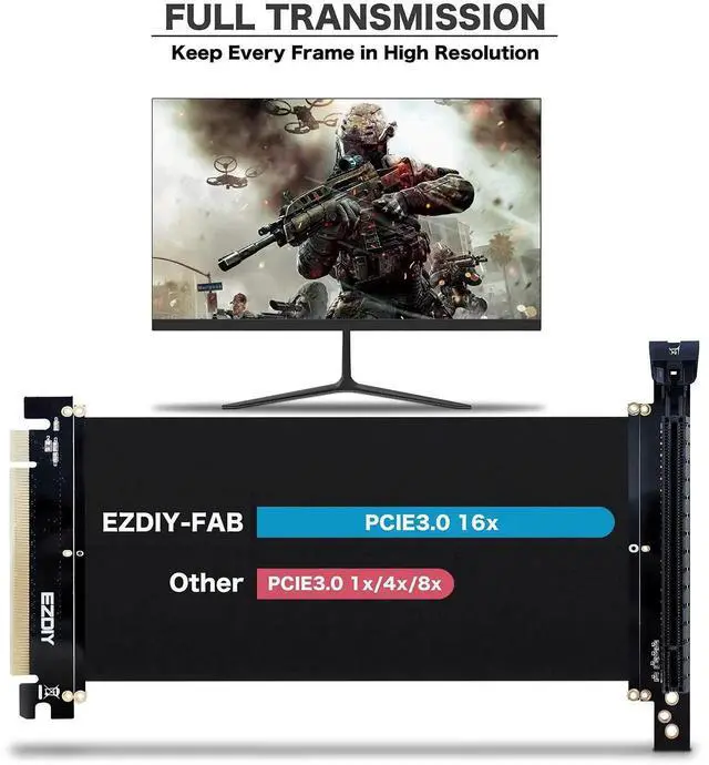 Alt view image 6 of 7 - New PCI Express 16x Flexible Cable Extension Port Adapters, High Speed PCIE Riser Cable 90 Degrees, Fit with FD R6 Case -20cm