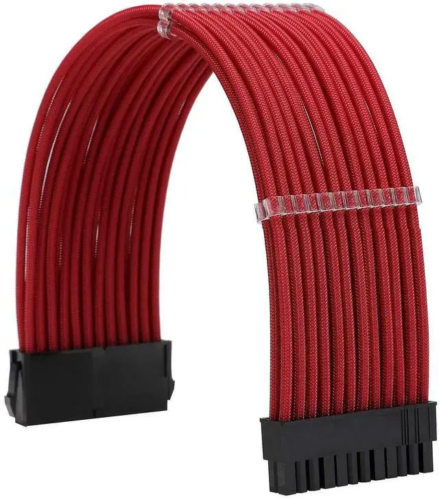 Alt view image 6 of 6 - JAENFONG Sleeve Extension Power Supply Cable Kit 18AWG ATX 24P+ EPS 8-P+PCI-E8-P with Combs for PSU to Motherboard/GPU (red)