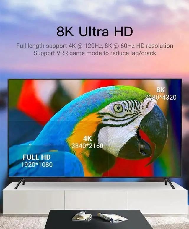 Alt view image 5 of 6 - 8K@60Hz Fiber Optic HDMI Cable 50 ft / 15m - Supporting 8K@60Hz 7680x4320, 4K@120Hz) eARC HDR10 HDCP 2.2 & 2.3 3D - Designed for Xbox, Compatible with PS5, Apple TV, PC 50 ft.