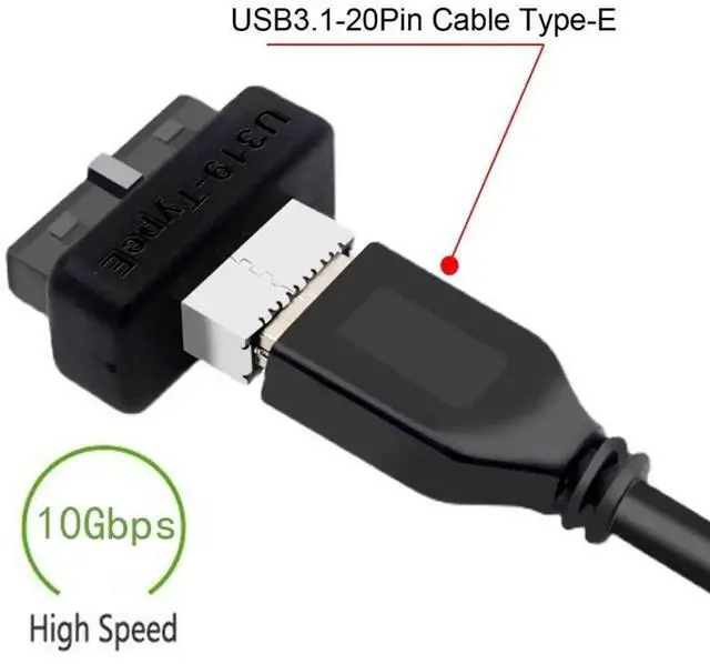 Alt view image 2 of 7 - JAENFONG Overmold Motherboard USB 3.0 19/20Pin to USB 3.1 Type-E Front Panel Socket Extension Adapter