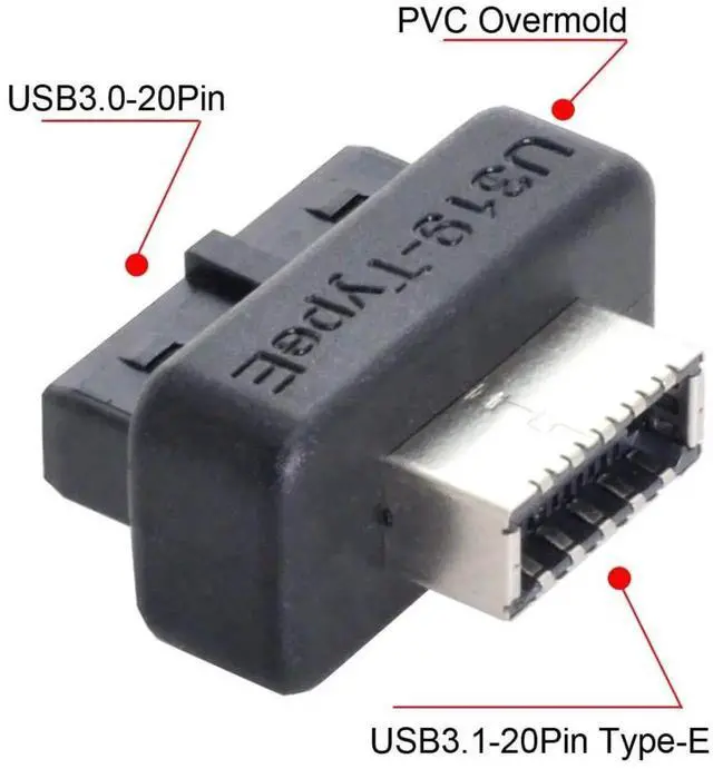 Alt view image 3 of 7 - JAENFONG Overmold Motherboard USB 3.0 19/20Pin to USB 3.1 Type-E Front Panel Socket Extension Adapter