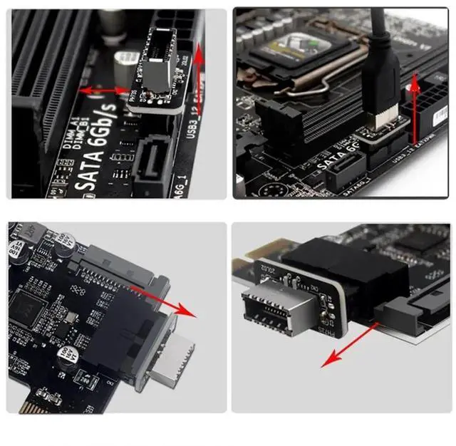 Alt view image 6 of 7 - JAENFONG Overmold Motherboard USB 3.0 19/20Pin to USB 3.1 Type-E Front Panel Socket Extension Adapter