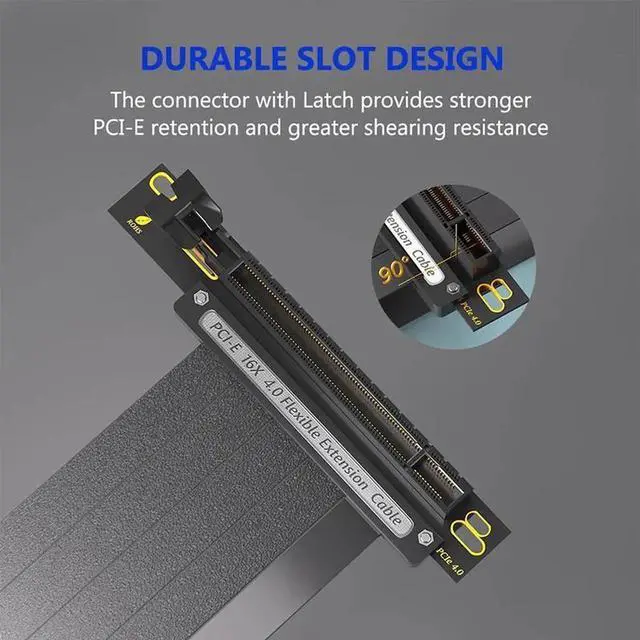 Alt view image 4 of 6 - JAENFONG PCIE4.0 Extension Cable Black PCI Express 16x Shielded High Speed 64G GPU Riser Cable 30cm 90Degree PCI-E X16 4.0 Flexible Cable