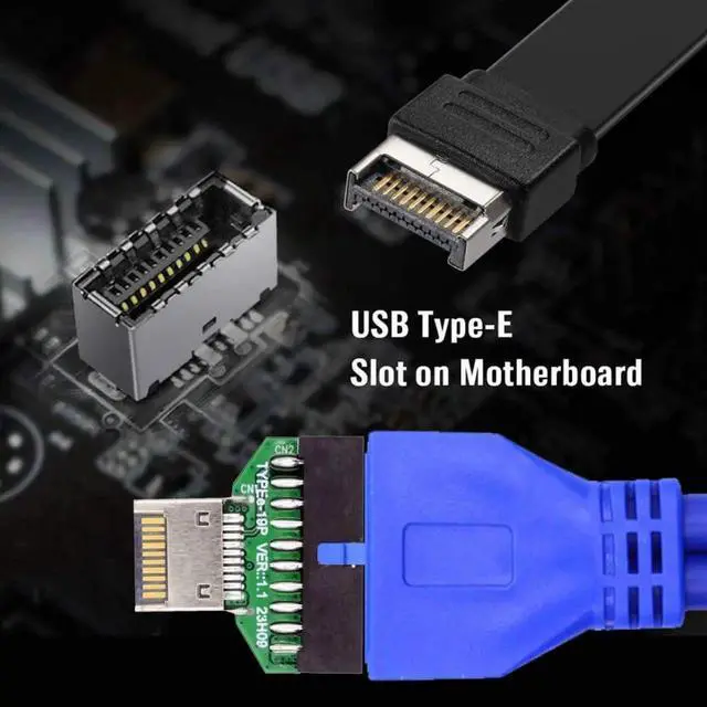 Alt view image 7 of 7 - JAENFONG USB 3.2/3.1 Gen 2 Type E Front Panel Header Male to USB 3.0 Gen 1 19Pin/20Pin Female 20Gbps Mainboard Header Extension Adapter