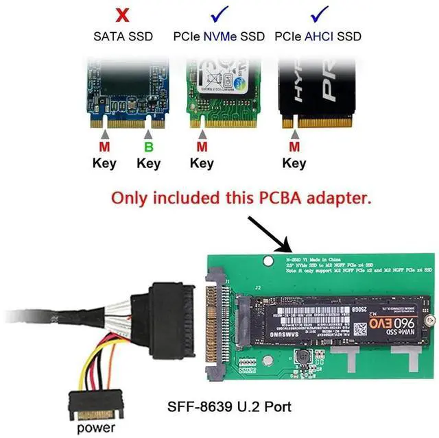 Alt view image 5 of 7 - JAENFONG SFF-8639 NVME U.2 to NGFF M.2 M-Key PCIe SSD Adapter for Mainboard Replace Intel SSD 750 p3600 p3700