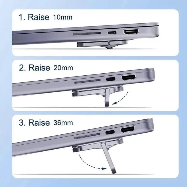 Alt view image 4 of 7 - JAENFONG Laptop Stand Adjustable Height for Desk, Portable Invisible Laptop Riser, Ergonomic Laptop Mount Keyboard Kickstand Aluminum Cooling Pad for MacBook Pro Air, 12-17 inches Tablet Laptop (Grey)