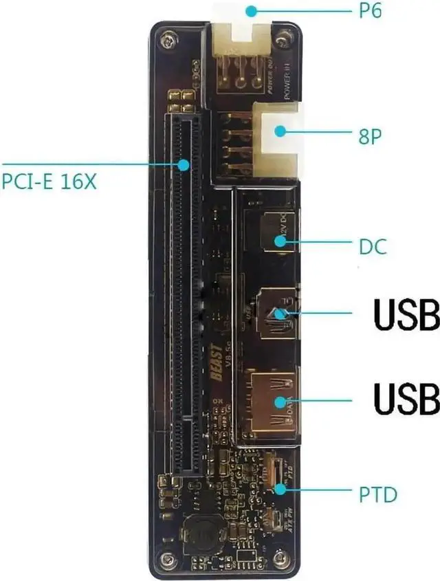 Alt view image 7 of 7 - JAENFONG EXP GDC Notebook External PCI-E Discrete Graphics Beast Series External Laptop Docking Station Mini PCI-E/M.2 A Key No Power (Expresscard)