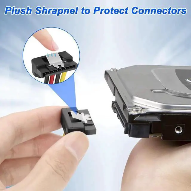 Alt view image 3 of 7 - JAENFONG SATA 15Pin Power Y Splitter Cable, SATA 15 Pin Male to Dual Female Right Angle Connectors Adapter Power Cable 18AWG for Hard Drive Disks HDD, SSD (2Pack, 20CM)