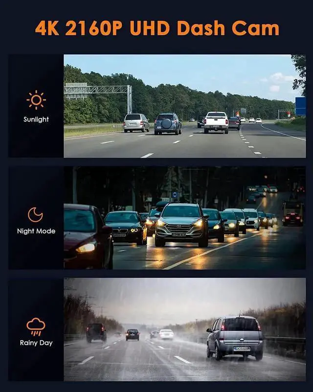 Alt view image 5 of 6 - JAENFONG 4K Dual Dash Cam Front and Inside, 2160P+1080P IR Night Vision Cabin Car Camera with 64GB Memory Card, Wide Angle Mini Dash Camera Car Video with Parking Mode for Taxi