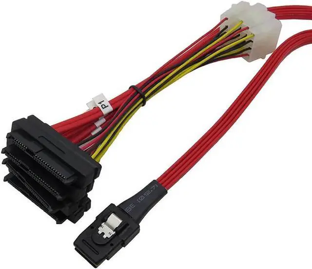 Alt view image 2 of 4 - JAENFONG 1M Internal Mini SAS SFF-8087 to 4 x SAS 29pin SFF-8482 Cable w/ Molex 4pin Power ,Mini SAS Host/Controller to 4 SAS SFF-8482 Target/Backplane-3.3ft