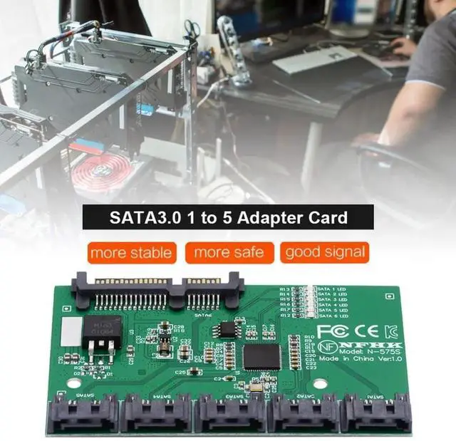 Alt view image 4 of 6 - JAENFONG SATA 3.0 Splitter - 1 to 5 Ports Adapter, HUB Converter, PM Multiplier, Port Selector JMB575