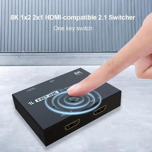 Alt view image 6 of 7 - HDMI 2.1 Switcher Bi-Direction 2 in 1/ 1 in 2 8K@60Hz 4K@120Hz Ultra HD KVM Switcher Adapter for PS4/5 TV Box HDTV Xbox Projector