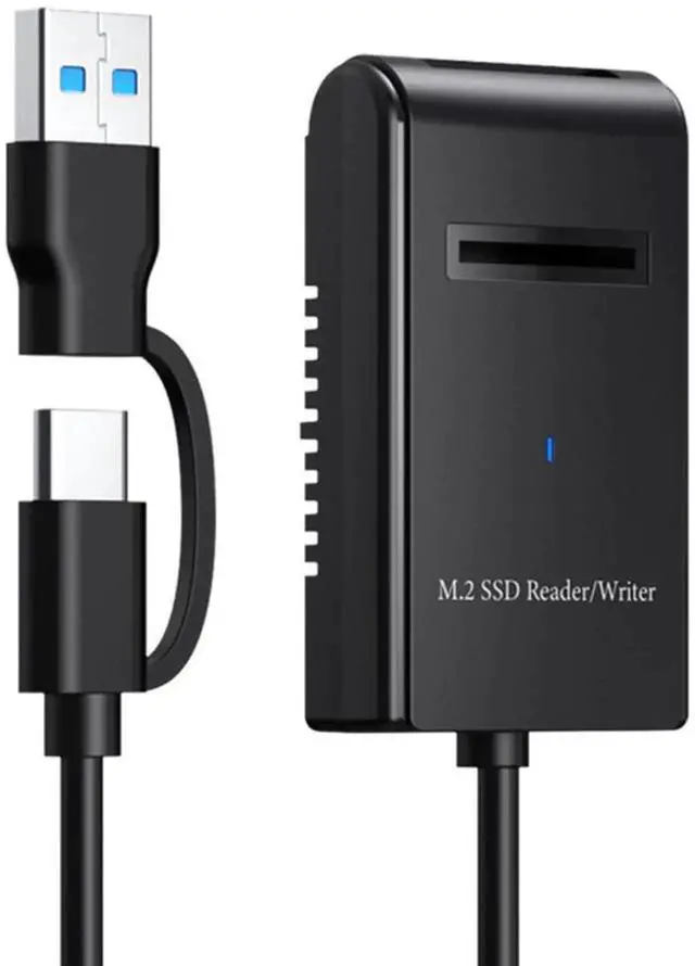 Alt view image 5 of 7 - JAENFONG USB 3.0 USB-C Type-C Type-A to NVME M-Key M.2 NGFF SATA SSD Docking Horizontal External Cable Enclosure RTL9210B Chipset