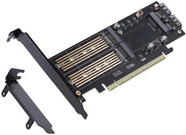 Main image of JAENFONG 3 in 1 M.2 and mSATA SSD Adapter Card for NVME to PCIE, SATA III, and mSATA (With 2 Aluminum Heatsink)