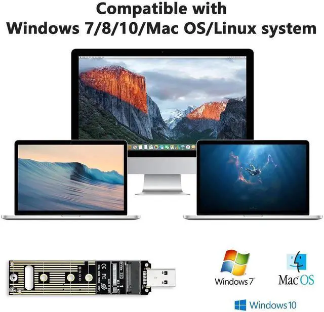 Alt view image 7 of 7 - JAENFONG NVME to USB Adapter USB 3.1 Gen 2 to M.2 NVMe SSD Converter Adapter 10Gbps PCIe Based M Key Hard Drive Reader Max 4TB Support UASP for 2280 2260 2242 2230 SSD (Only for M.2 NVME)