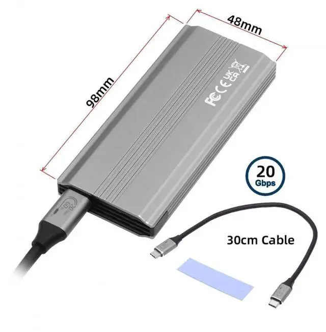 Alt view image 2 of 7 - JAENFONG Type-C USB3.2 USB4 20Gbps to M-Key M.2 NGFF NVME SATA SSD PCBA Enclosure 2280/2242/2260mm RTL9220