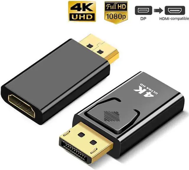 Main image of 4K DisplayPort to HDMI Adapter 2 Pack,DP Male to HDMI Female Converter Gold-Plated Connectors for HP Laptop,Computer,PC,HDTV, Projector, Desktop