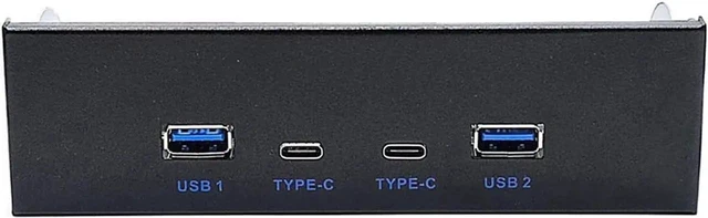 Main image of USB 3.2 10Gbps USB Front Panel Hub 5.25 inch Bay 2x Type-C and 2x USB-A 4 Ports USB Computer Case Expansion Adapter,USB 3.2 Motherboard Header 20Pin Key-A Type-E to 4 USB Splitter Adapter -2.6FT Cable