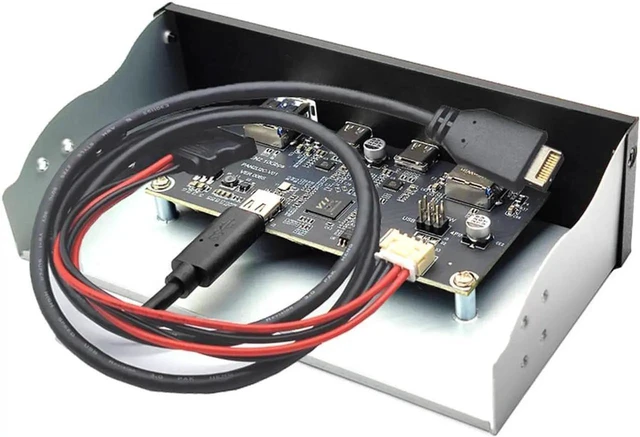 Alt view image 3 of 7 - USB 3.2 10Gbps USB Front Panel Hub 5.25 inch Bay 2x Type-C and 2x USB-A 4 Ports USB Computer Case Expansion Adapter,USB 3.2 Motherboard Header 20Pin Key-A Type-E to 4 USB Splitter Adapter -2.6FT Cable