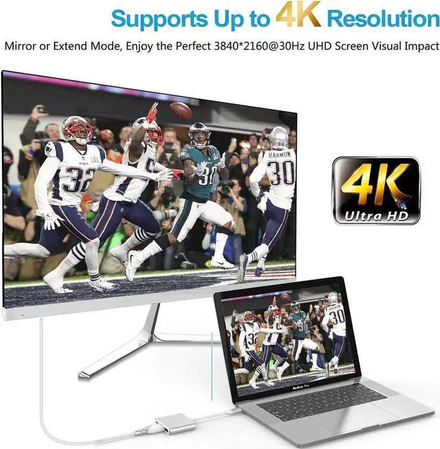 Alt view image 6 of 7 - JAENFONG USB C to HDMI Multiport Adapter USB 3.1 Gen 1 Thumderbolt 3 to HDMI 4K Video Converter/USB 3.0 Hub Port PD Quick Charging Port with Large Proj