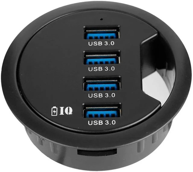 Main image of JAENFONG Grommet Hole in Desk USB 3.0 4 Port Hub/BC 1.2 USB Charger, for iPad/Tablet and iPhone/Smart Phones