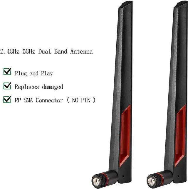 Alt view image 3 of 7 - JAENFONG WiFi Antenna with RP-SMA Male Connector, 2.4GHz 5GHz 5.8GHz Dual Band Antenna for PCI-E WiFi Network Card USB Wireless Camera Router Hotspot etc. 2pcs