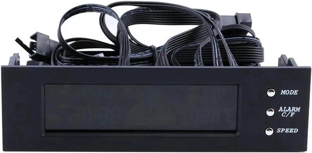 Alt view image 2 of 7 - Computer 5.25" Front Panel Bay 3 Channel automatic temperature CPU Case fan speed controller w/ HDD PC Temp Sensor LED Display
