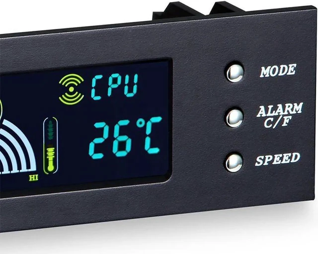 Alt view image 7 of 7 - Computer 5.25" Front Panel Bay 3 Channel automatic temperature CPU Case fan speed controller w/ HDD PC Temp Sensor LED Display