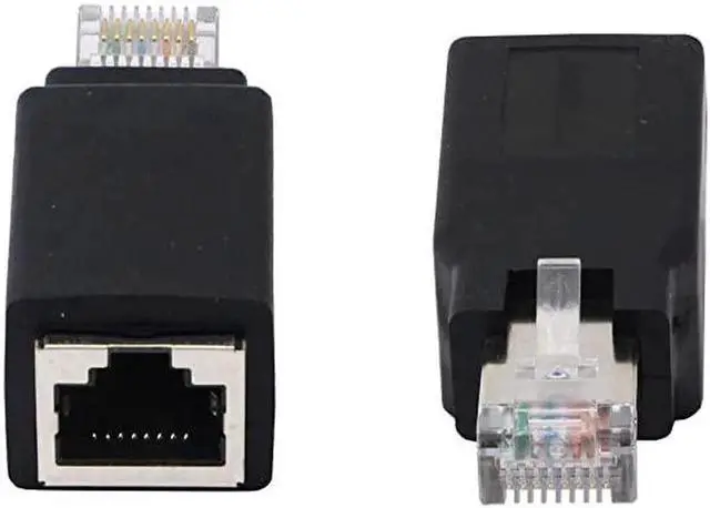 Alt view image 3 of 10 - JAENFONG RJ45 Ethernet LAN Male to Female Cat5 / Cat5e / Cat6 Crossover Adapter(2-Pack),Black (Straight)