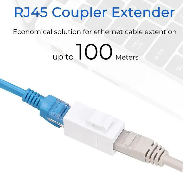Main image of JAENFONG RJ45 Coupler Inline Adapter Keystone, Female to Female Network Connector 5 Pack for Ethernet Cat6/Cat5e/Cat5 Cable Extender with Gold Plated White