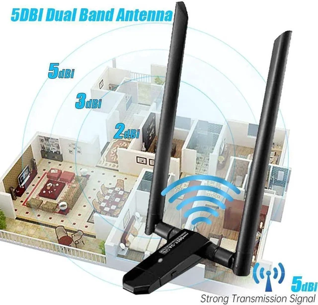 Alt view image 6 of 7 - JAENFONG USB WiFi Adapter 1200M USB 3.0 5DBI Wireless Network Adapter 2.4G/300Mbs 5.8G/867M for Laptop/Desktop Support Windows XP/Vista/7/8/10/Linux/Mac (1200M with CD Driver)
