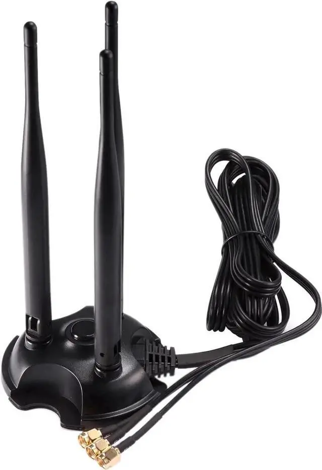 Alt view image 3 of 7 - JAENFONG 2.4GHz 5GHz Dual Band WiFi Antenna, Triple RP-SMA Antenna Magnetic Base for PC Desktop Computer, PCIe WiFi Card, WiFi Wireless Router, Mobile Hotspot, External WiFi USB Adapter