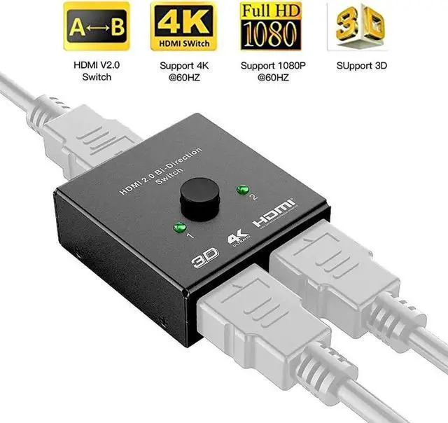 Alt view image 4 of 5 - HDMI--compatible 2.0 Switch, 2x1 or 1x2 HDMI-compatible Bi-Directional Switcher with HDCP 2.2 Pass Through, Support UHD 4Kx2K@60Hz & 3D