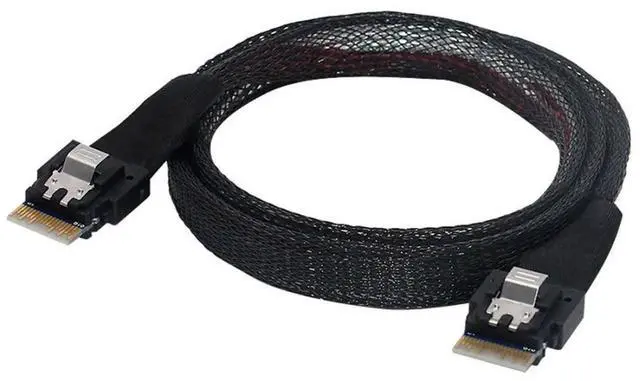 Alt view image 5 of 7 - JAENFONG SFF-8654 Male to SFF-8654 Male PCI-E Slimline SAS 4.0 SFF-8654 4i 38 Pin Host to SFF-8654 Slim SAS Target Cable 50cm