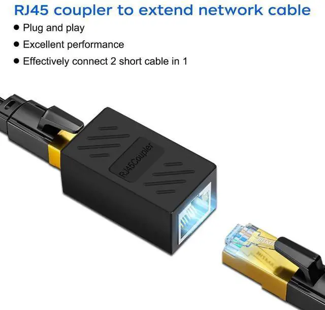 Alt view image 6 of 7 - RJ45 Cat6 Coupler Ethernet Extender Connector, 6 Pack in Line Coupler for cat7 cat6 cat5e cat5 Ethernet Cable Extender Female to Female (Black)