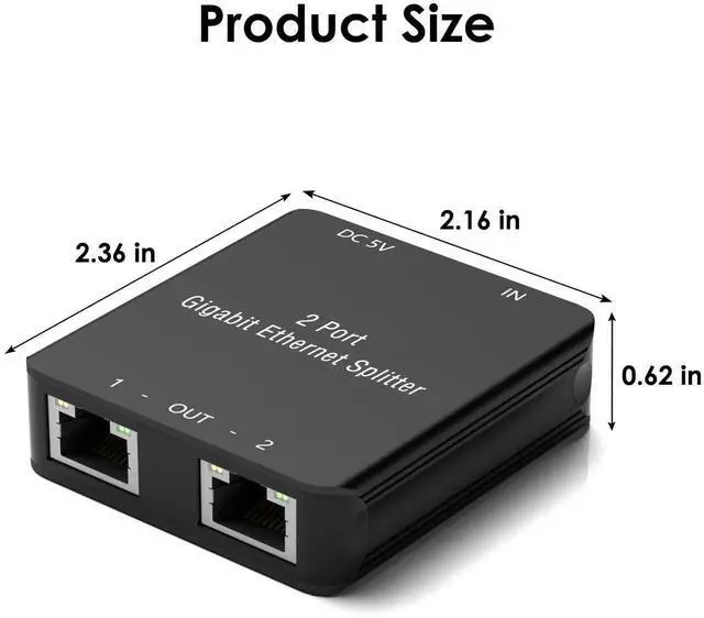 Alt view image 6 of 7 - J45 Ethernet Splitter RJ45 Splitter High Speed 1000Mbps Network 1 In 2 Out (2 Devices Networked Simultaneously) RJ45 Ethernet Coupler Splitter for Cat5/Cat5e/Cat6/Cat6a/Cat7/Cat8 Internet Cable